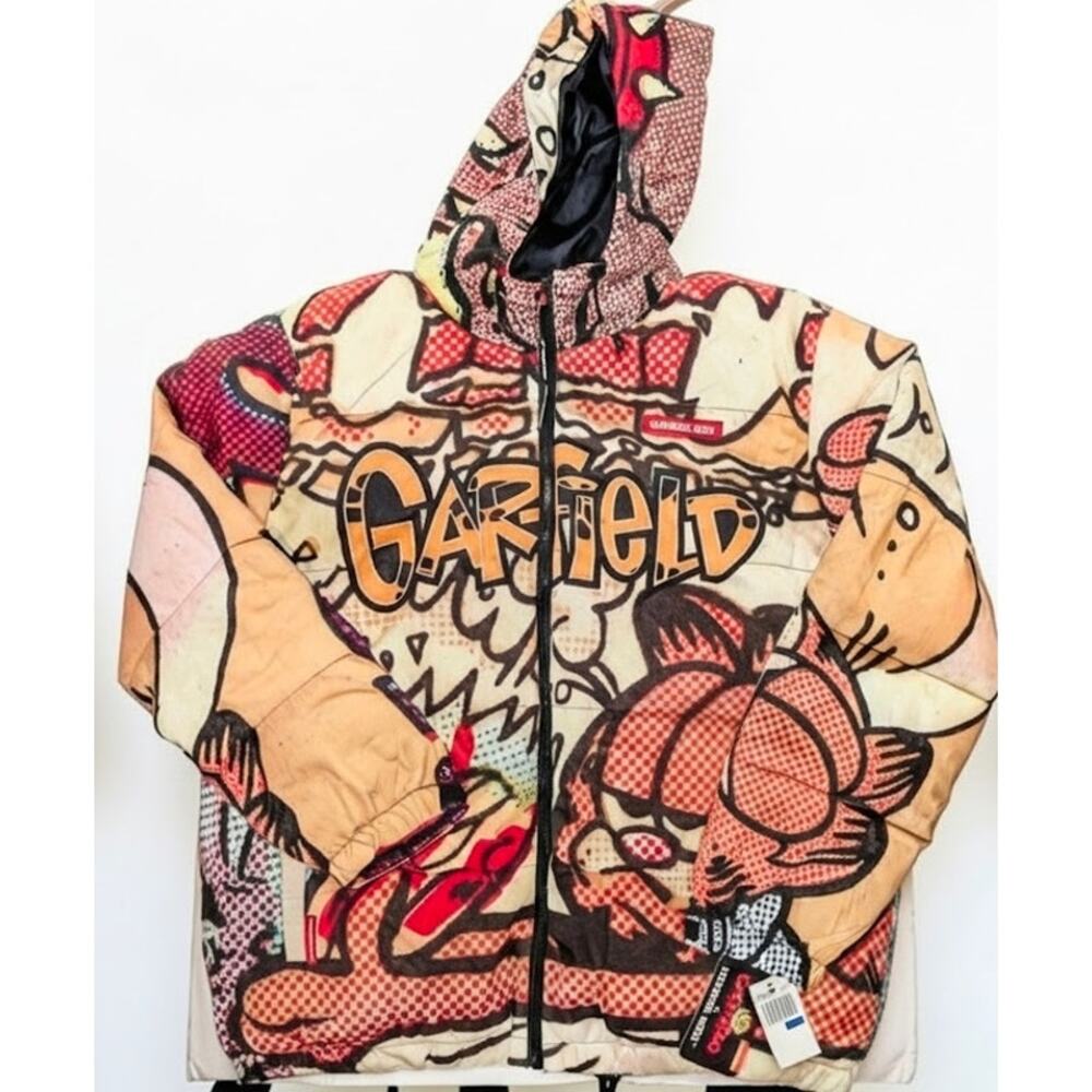 Garfield Member's Only Puffer Jacket/Coat All Over Print Graffiti NWT Size  XL